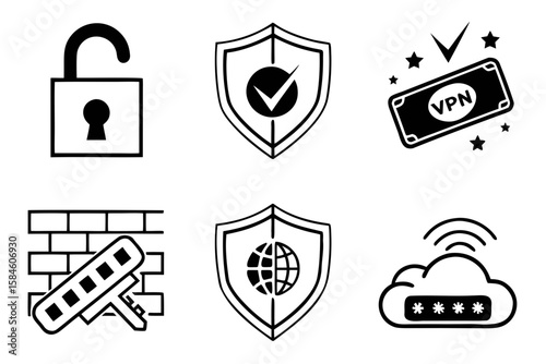 Collection of security and internet protection icons