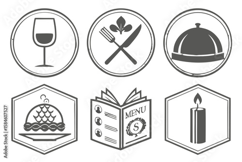 Restaurant and dining icons for culinary establishments