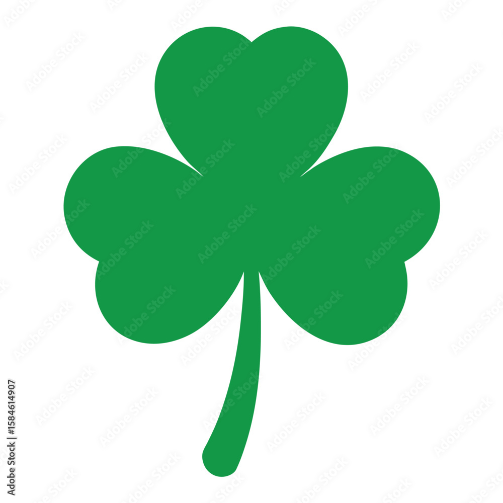 Single Bright Green Shamrock Design for Saint Patrick's Day Celebrations and Decorations Single Bright Green Shamrock Design for Saint Patrick's Day Celebrations and Decorations