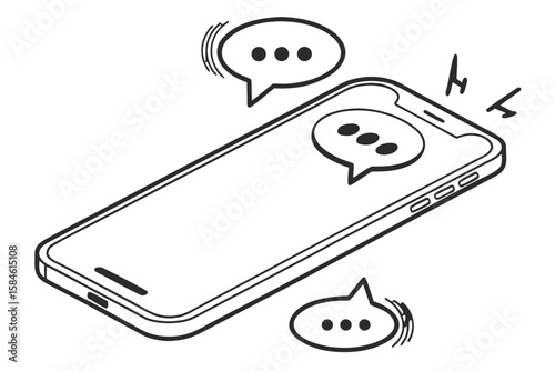 Smartphone receiving a message with chat bubbles