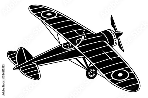 Vintage propeller airplane isolated on white background