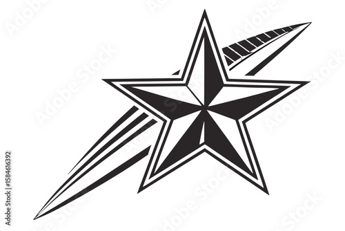 Stylized star with dynamic speed lines in a tribal design