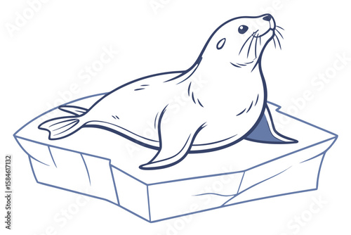 A seal sits on an ice floe