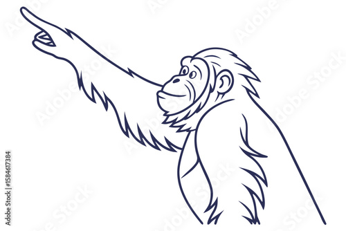 A monkey points its finger in a direction