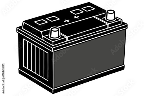 Automotive car battery with positive and negative terminals