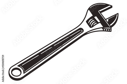 An adjustable wrench tool isolated on white background