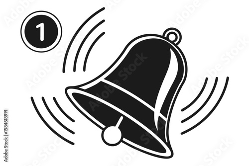 A vintage bell rings with the number one