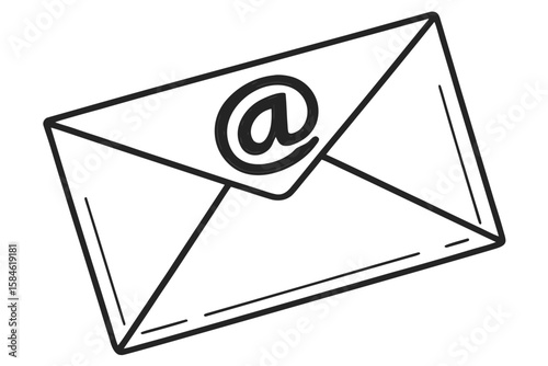 Black and white illustration of an email envelope