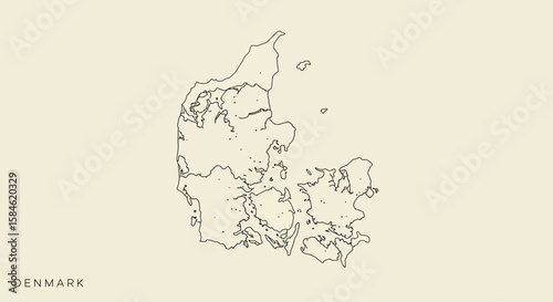 Detailed Outline Map of Denmark for Geographic and Travel Enthusiasts; Minimalist Design Perfect for Education or Decoration