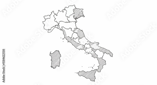 Detailed Italy Map Illustration with Regional Highlights for Geographic Studies and Educational Materials