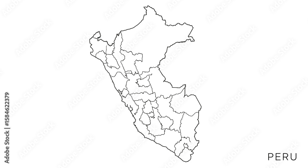 Obraz premium Peru Political Map Outline A Detailed Vector Illustration for Geographic and Educational Resources