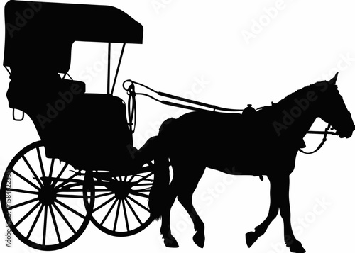 Horse-Drawn Carriage Silhouette  Vintage Transport Vector