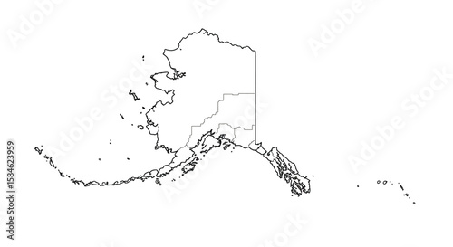 Alaska Outline Map A Simple Vector Illustration for Educational or Design Purposes, Representing the State's Geographic Boundary