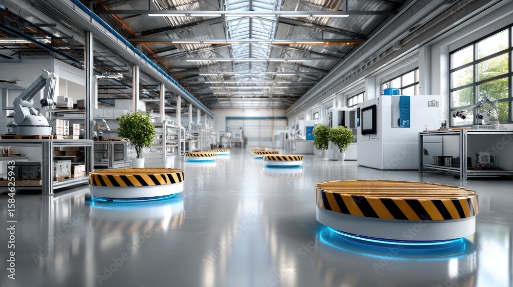 Fototapeta premium Automated manufacturing facility interior
