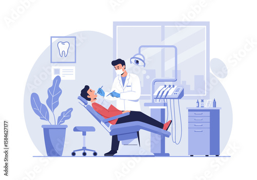 Dental Examination Dentist Treating Patient in Clinic - Healthy Smile and Oral Hygiene for a Brighter Future