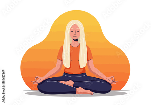 Serene Woman in Meditation A Vector Illustration of Mindfulness and Inner Peace