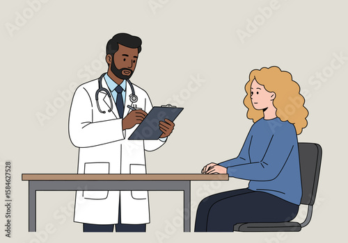 Doctor Consultation Patient Meeting with Healthcare Professional at Clinic for Medical Examination and Guidance