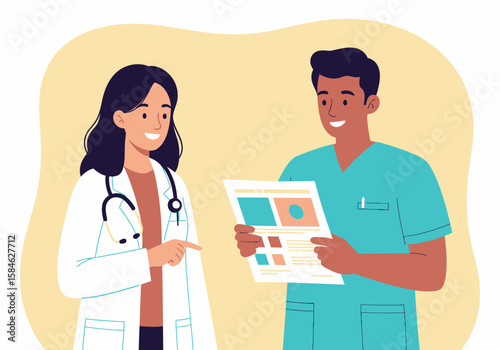 Medical Team Discussing Patient Information A Health Care Collaboration Illustration