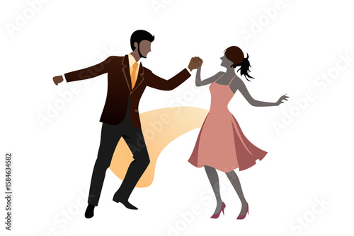 Elegant couple dancing together on a dark background