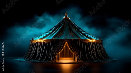 A haunted circus tent with ghostly performers flickering lights and eerie music photo. A spectral big top spectacle ethereal entertainers dim