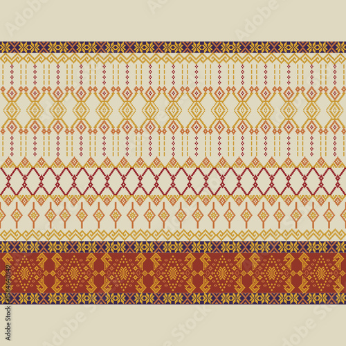 Ikat pattern hand drawn brown  tone, Motif ethnic floral seamless textil, embroidery, print striped ornament floral, pattern, design for wrapping, silk, scarf, background, textile