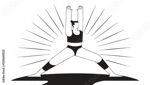 Adobe Illustrator ArtworkWoman practicing yoga in downward dog pose on mat representing fitness, flexibility, and healthy lifestyle
