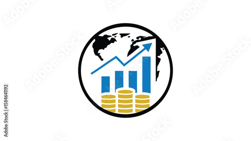 Adobe Illustrator ArtworkConfident business team standing in front of rising arrow and bar chart representing success and corporate growth
