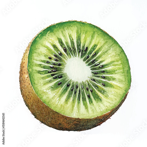 A kiwi fruit painting on a canvas
