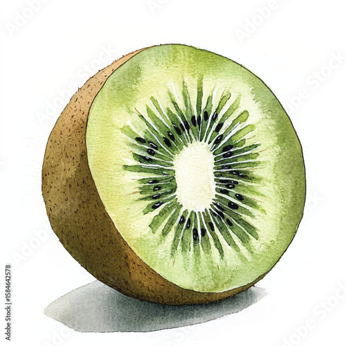 A kiwi fruit painting on a canvas