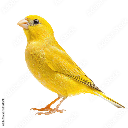 Yellow Canary Serinus Canaria on isolated transparent cutout PNG Background