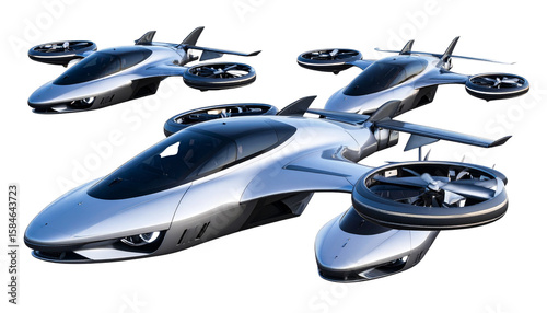 Flying car isolated on transparent background.