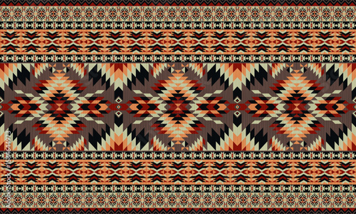 American tribal ethnic native pattern.Traditional Navajo,Aztec,Apache,Southwest and Mexican style fabric pattern.Abstract vector motifs pattern.For fabric,clothing,blanket,carpet,woven,wrap,decoration