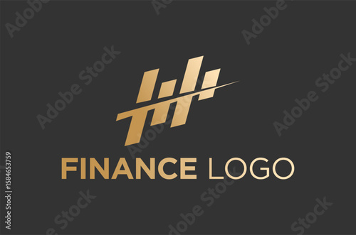Business trade stock holding logo design, Abstract golden finance logo. Represents growth and success. Vector illustration.