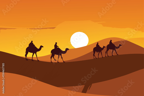 camels in the desert