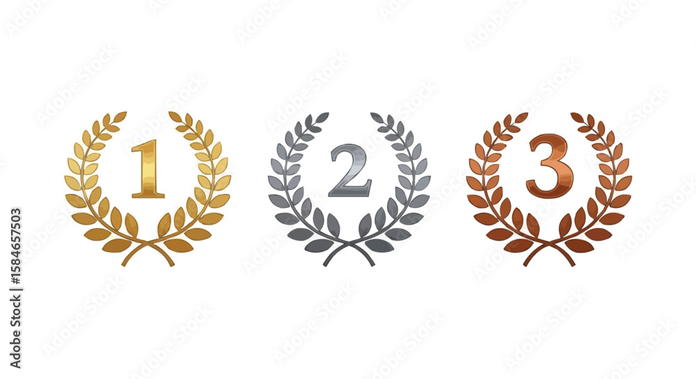 Fototapeta premium Gold, silver and bronze winner award medals