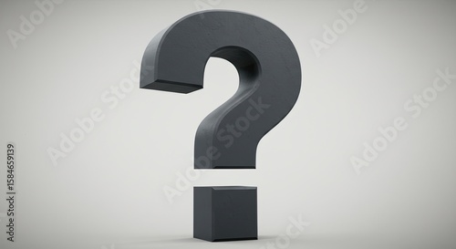 Isolated gray question mark standing against a plain background surface