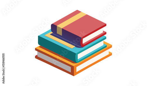 A vibrant stack of isolated books represents knowledge, education, and the power of reading