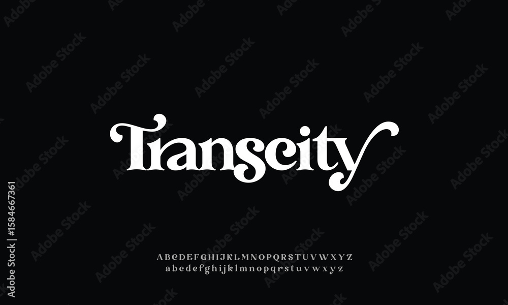 Obraz premium Attractive elegant transcity serif alphabet display font vector with ligature style
