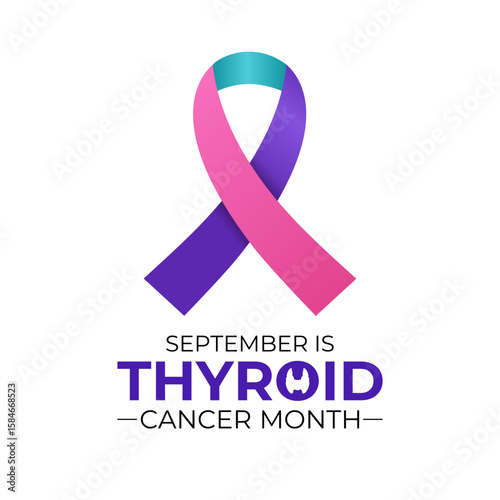 Thyroid Cancer Awareness Month is observed every September banner and background design template. Promote neck checks, support patients and survivors, and advance research.