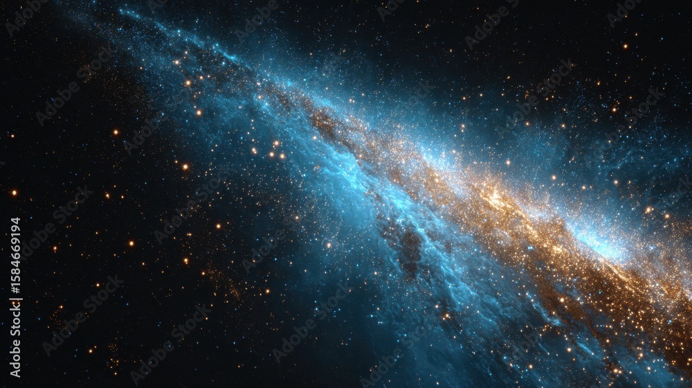 Fototapeta premium Breathtaking view of a spiral galaxy in deep space, filled with countless stars, glowing nebulae, and cosmic dust, showcasing the vastness, mystery, and beauty of the universe. 