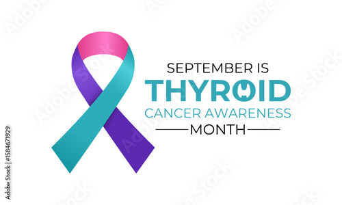 Thyroid Cancer Awareness Month is observed every September banner and background design template. Promote neck checks, support patients and survivors, and advance research.