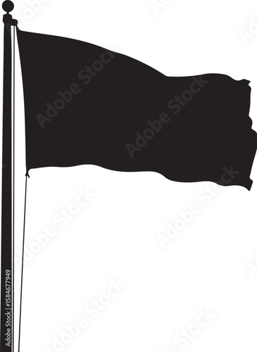 Silhouette of a Flag Waving in the Wind A Symbol of Patriotism and National Pride Against a Stark White Background Representing Freedom and Independence
