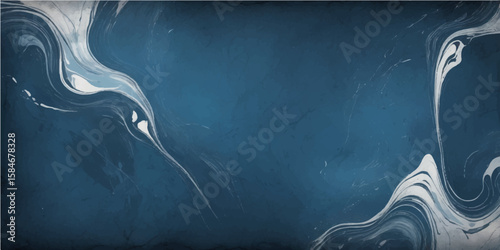 An abstract vintage underwater sea texture with a white sun over a dirty blue grunge chalk board