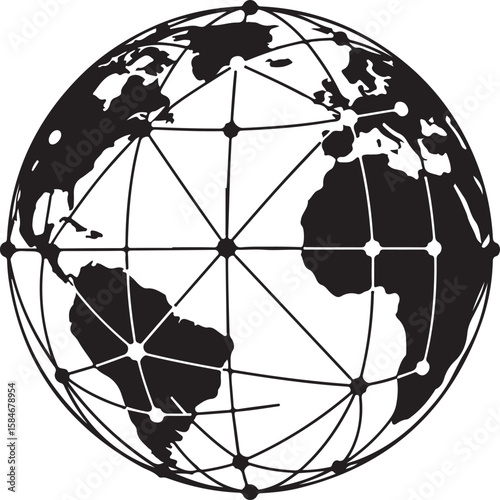 Intricate Globe Depicting Continents Oceans and Meridians A Classic Representation of Our Planet and Its Geographical Features Showing Earth in Detail