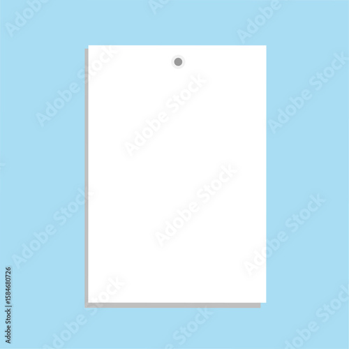 White paper sheet on pushpin vector design element or empty signage for text on blue background,