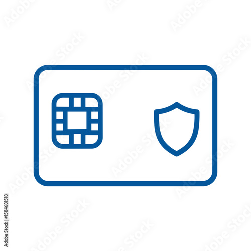 Icon of a credit card with chip and shield symbolizing security  