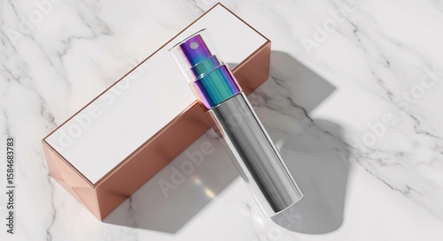 Discover the elegance of refillable perfume atomizer and its packaging on a marble surface today