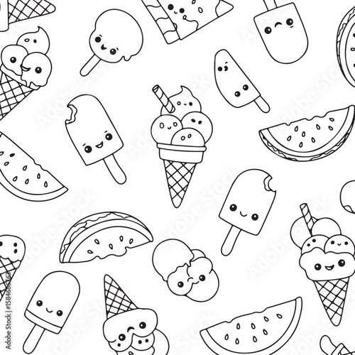 Kawaii Summer Treats Seamless Pattern