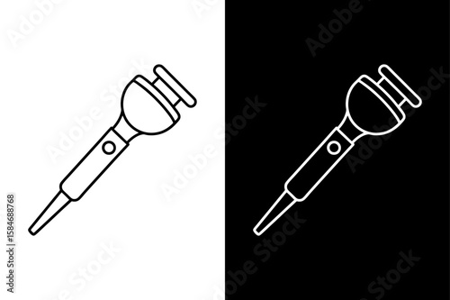 Otoscope Line Icon. Scalable and Customizable Medical Tool Vector on Black White Background
