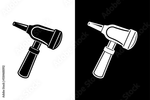 Otoscope Medical Icon silhouette Vector Illustration on White and Black Background